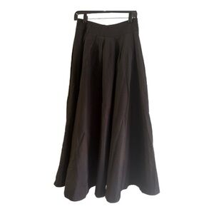 Black Gathered Waist Circle Skirt Maxi High Waist A-Line Full Sweep XS/S